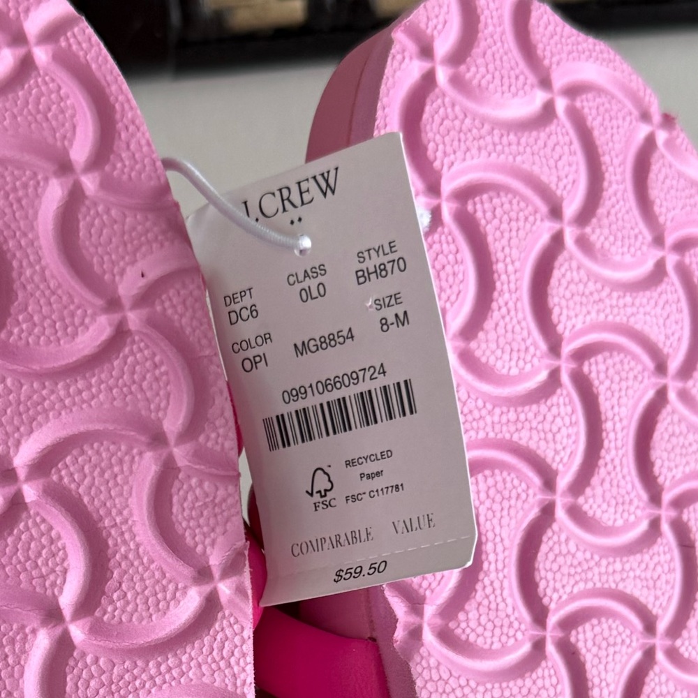 J.Crew Strappy Slide Sandals - Hot Pink - Size 8 - NWT - Picture 11 of 12